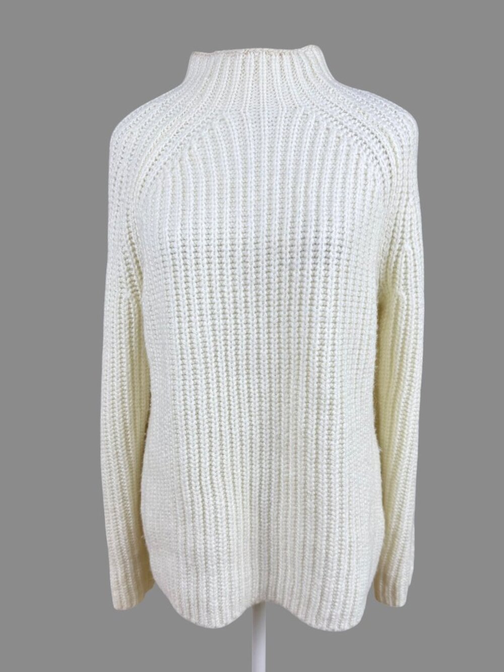 Boden Sweater Chunky Knit Wool Alpaca Ivory Tonal Beige Mock Neck (M)